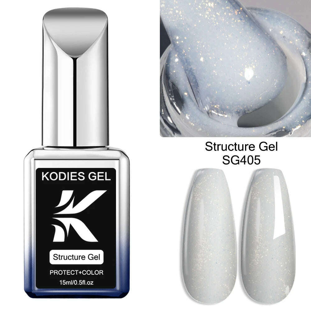 KIMLUD, KODIES GEL Kitty White Rubber Base Gel Nail Polish Pearl Shine 15ML Semi Permanent UV Self Leveling Structure Construction Gels, SG405, KIMLUD APPAREL - Womens Clothes