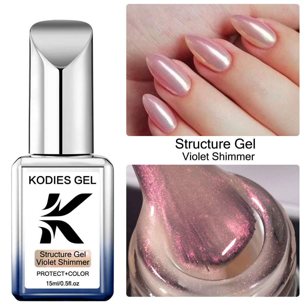 KIMLUD, KODIES GEL Kitty White Rubber Base Gel Nail Polish Pearl Shine 15ML Semi Permanent UV Self Leveling Structure Construction Gels, Violet Shimmer, KIMLUD APPAREL - Womens Clothes