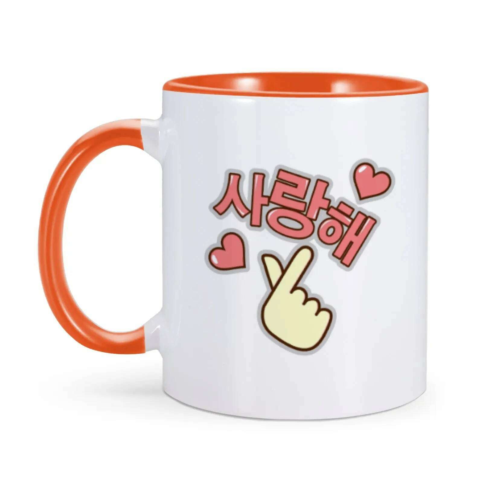 KIMLUD, Korean I Love You Mug Funny Coffee Mugs for K-Drama Addict Him Her 11oz Ceramics Cup Valentines Day Gifts Ideas Home Milk Cups, Orange / 325ml   11oz, KIMLUD APPAREL - Womens Clothes