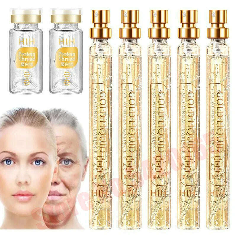 Korean Protein Thread Gold Protein Line Absorbable Anti-wrinkle Face Filler Women Beauty Care Skin Collagen Based - KIMLUD