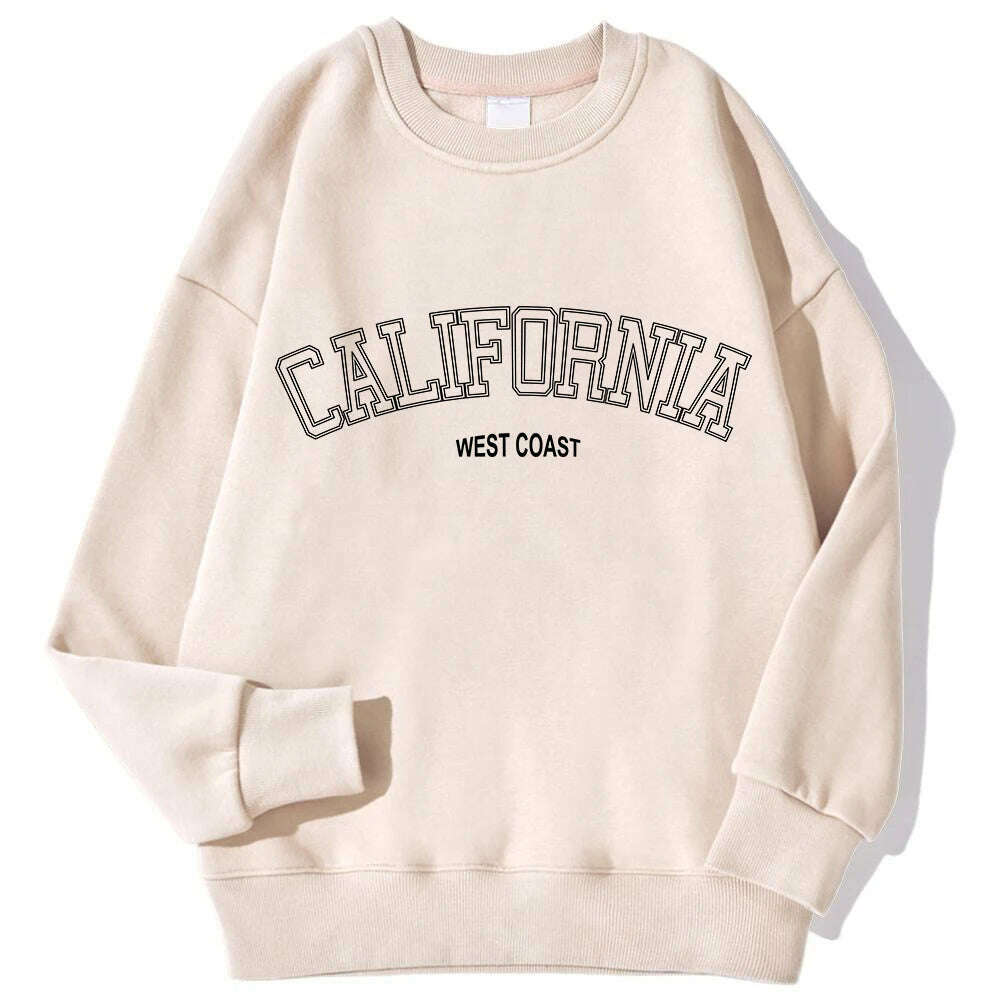 KIMLUD, Korean Trend Woman Sweatshirts California West Coast Print Female hoodie Long Sleeves O-neck Pullovers Sporty and Rich Clothing, KIMLUD Womens Clothes