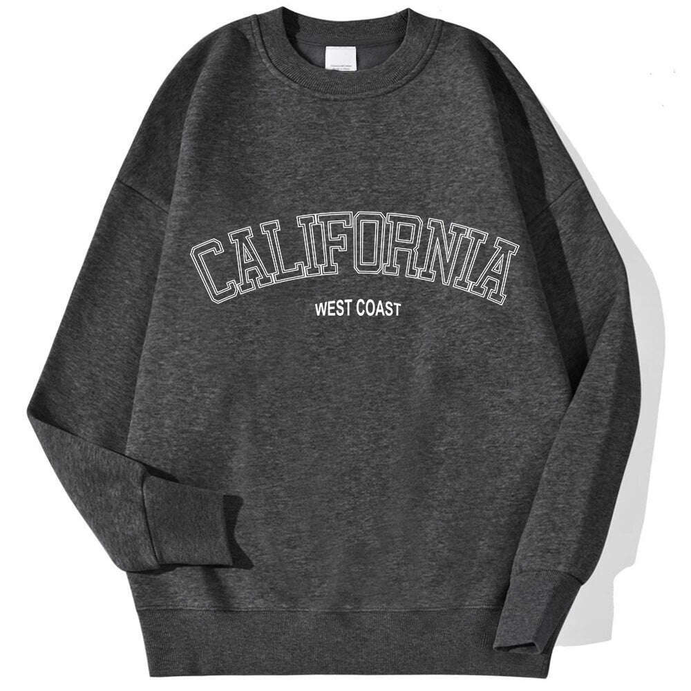 KIMLUD, Korean Trend Woman Sweatshirts California West Coast Print Female hoodie Long Sleeves O-neck Pullovers Sporty and Rich Clothing, KIMLUD Womens Clothes