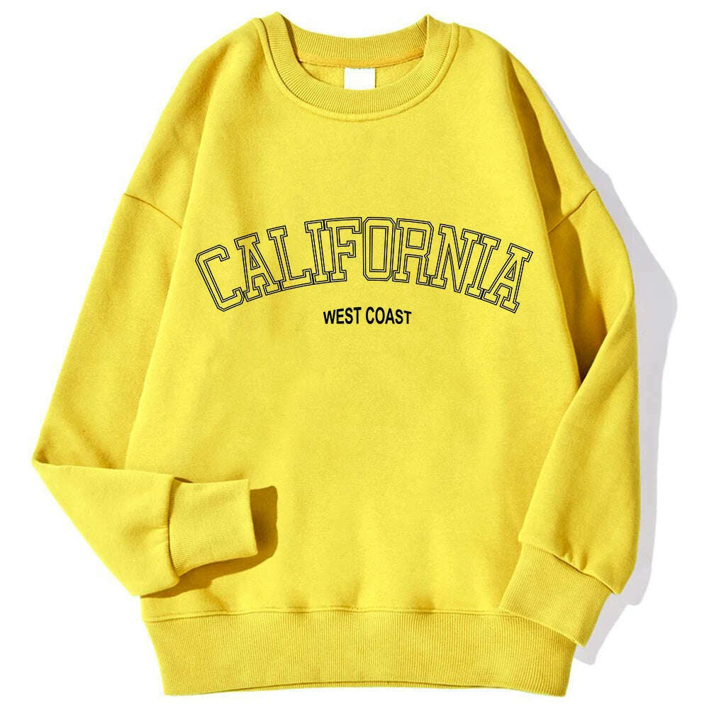 KIMLUD, Korean Trend Woman Sweatshirts California West Coast Print Female hoodie Long Sleeves O-neck Pullovers Sporty and Rich Clothing, KIMLUD Womens Clothes