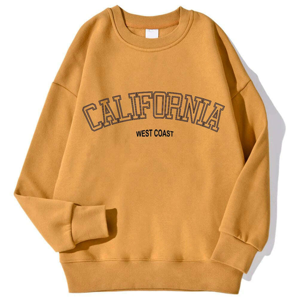 KIMLUD, Korean Trend Woman Sweatshirts California West Coast Print Female hoodie Long Sleeves O-neck Pullovers Sporty and Rich Clothing, KIMLUD Womens Clothes