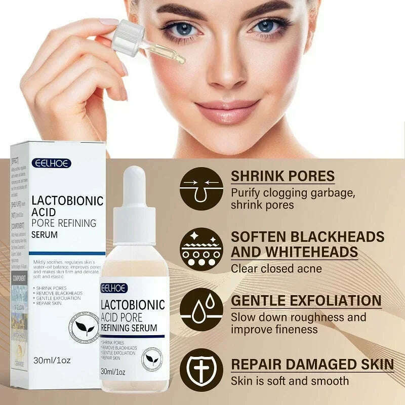 Lactobionic Acid Shrink Pores Facial Serum Firm Moisturizing Essence Liquid Repair Face Pores Beauty Skin Care Korean Cosmetics - KIMLUD