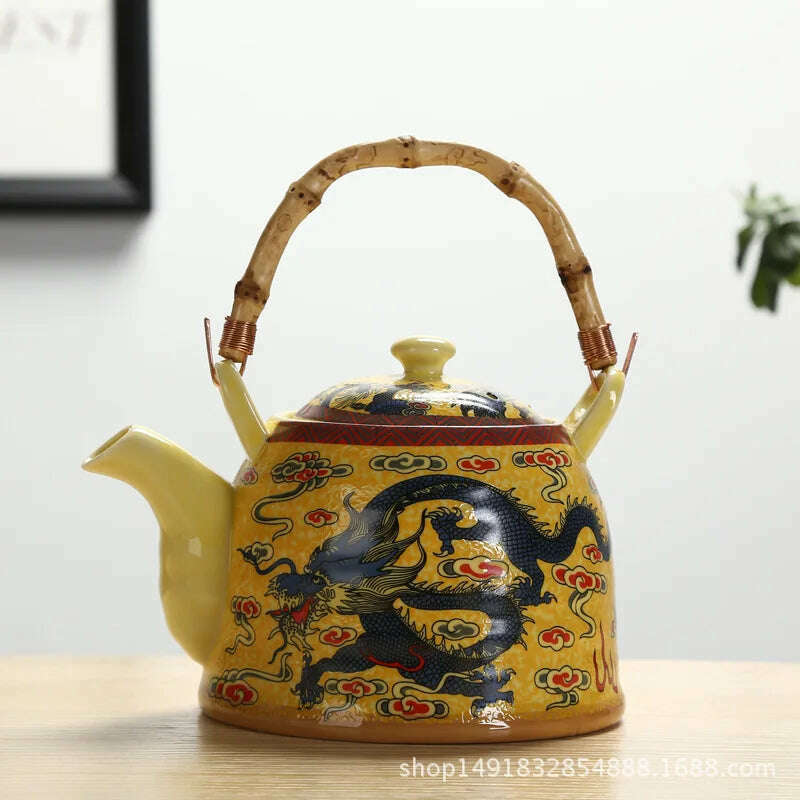 KIMLUD, Large Capacity Ceramics High Temperature Resistant 1L with Filter Ceramic Kettle Teapot Flower Pattern A Variety of Styles, K, KIMLUD APPAREL - Womens Clothes