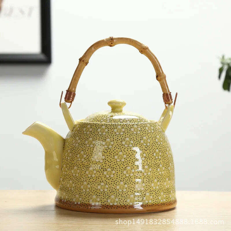 KIMLUD, Large Capacity Ceramics High Temperature Resistant 1L with Filter Ceramic Kettle Teapot Flower Pattern A Variety of Styles, L, KIMLUD APPAREL - Womens Clothes