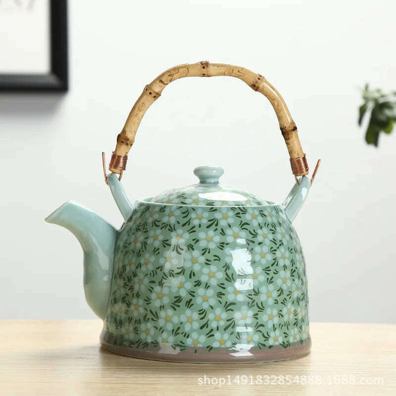 KIMLUD, Large Capacity Ceramics High Temperature Resistant 1L with Filter Ceramic Kettle Teapot Flower Pattern A Variety of Styles, A, KIMLUD APPAREL - Womens Clothes