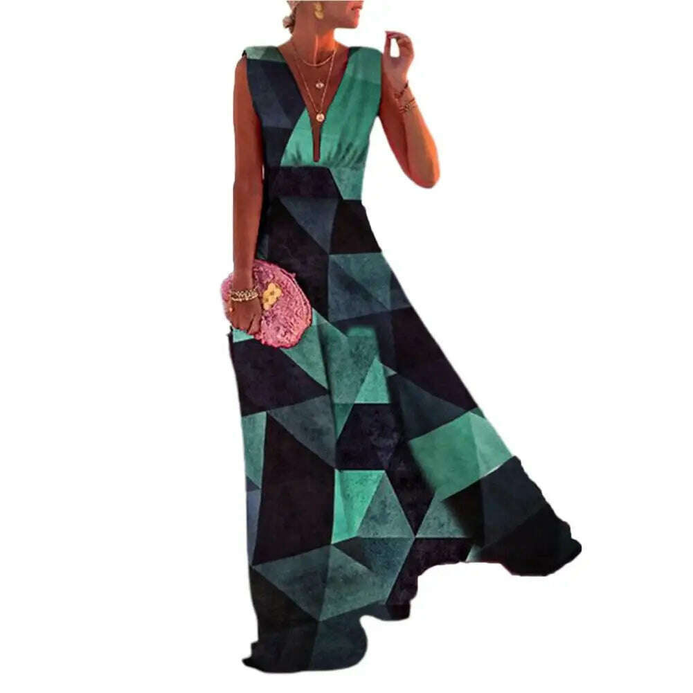 Large Hem Trendy Summer Fashion Print Lady Maxi Dress Breathable Long Dress Temperament for Daily Wear - KIMLUD