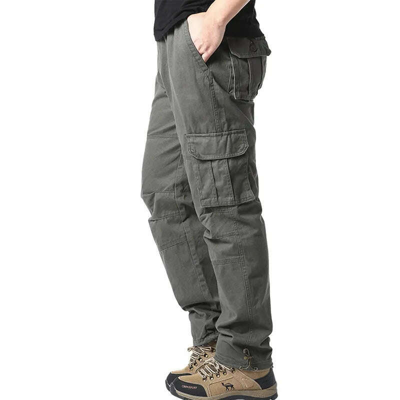 KIMLUD, Large Pocket Loose Overalls Men's Outdoor Sports Jogging Tactical Pants Elastic Waist Pure Cotton Casual Work Pants, MST    Army green / XL 70-80kg, KIMLUD APPAREL - Womens Clothes