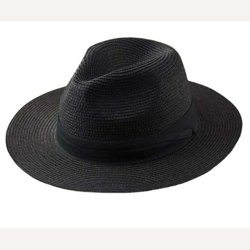 Large Size XL61-64cm Panama Hats Men Women Beach Wide Brim Straw Hat Lady Summer Sun Hats Plus Size Fedora Hat 55-57cm 58-60cm - KIMLUD