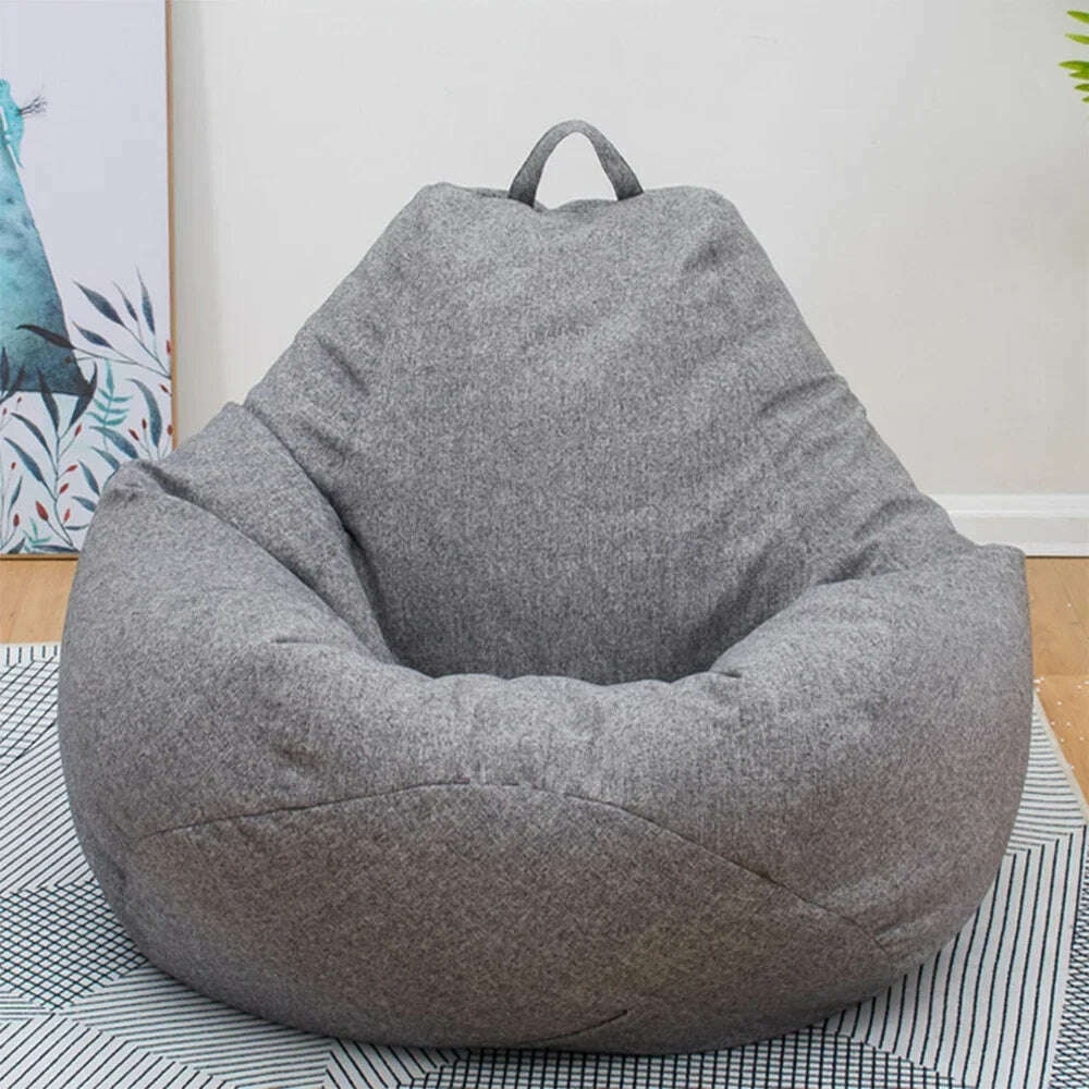 KIMLUD, Large Small Lazy Sofas Cover Chairs Without Filler Linen Cloth Lounger Seat Bean Bag Pouf Puff Couch Tatami Living Room, KIMLUD Womens Clothes