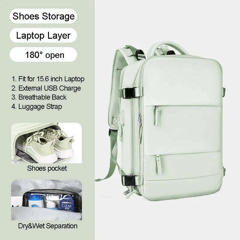 Large Women Travel Backpack 17 Inch Laptop USB Airplane Business Shoulder Bag Girls Nylon Students Schoolbag Luggage Pack XA370C - KIMLUD