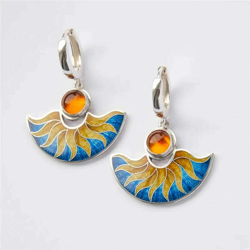 KIMLUD, Latest Fashion Women's Enamel Painted Pendant Earrings Delicate Pendant Earrings Women's Wedding Engagement Statement Jewelry, WA1237, KIMLUD APPAREL - Womens Clothes