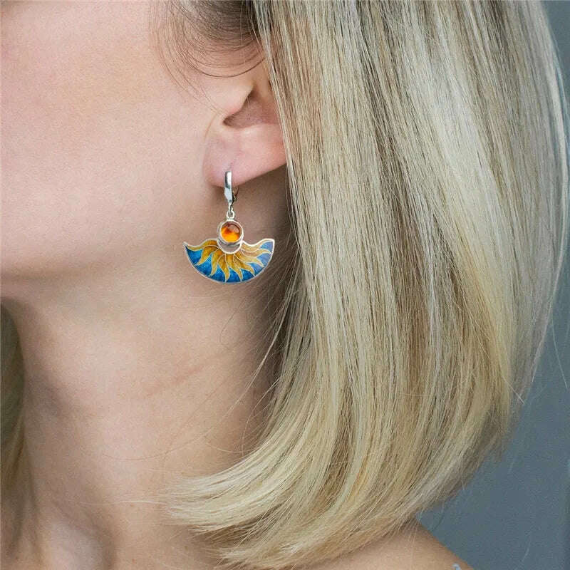 Latest Fashion Women's Enamel Painted Pendant Earrings Delicate Pendant Earrings Women's Wedding Engagement Statement Jewelry - KIMLUD