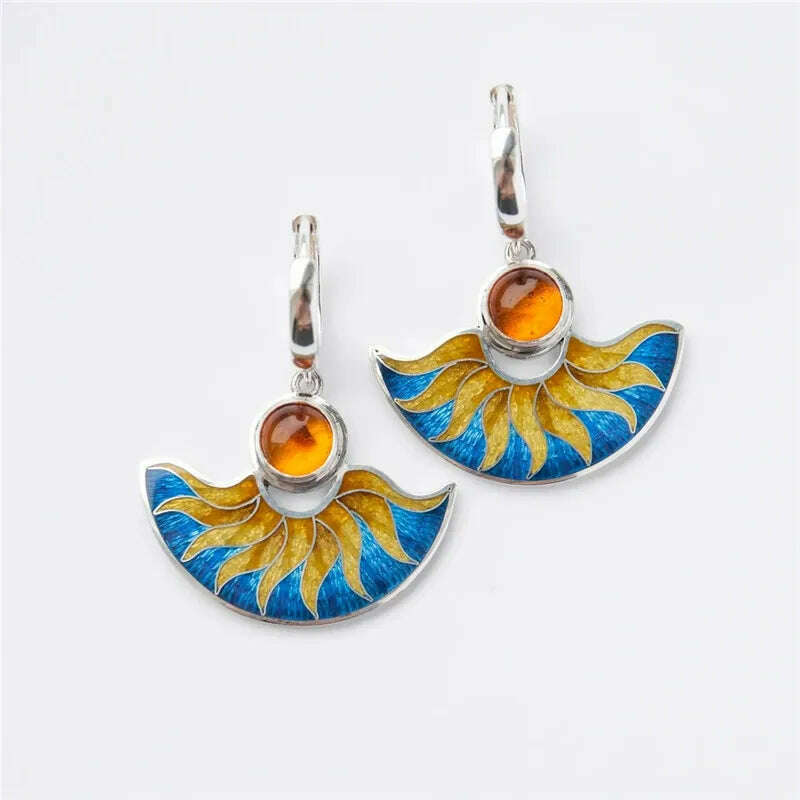 Latest Fashion Women's Enamel Painted Pendant Earrings Delicate Pendant Earrings Women's Wedding Engagement Statement Jewelry - KIMLUD