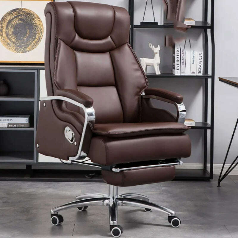 KIMLUD, Lazy Luxairy Rotating Office Chair Leather Executive Lounge Ergonomic Office Chair Nordic Design High Back Cadeiras Furniture, KIMLUD Womens Clothes