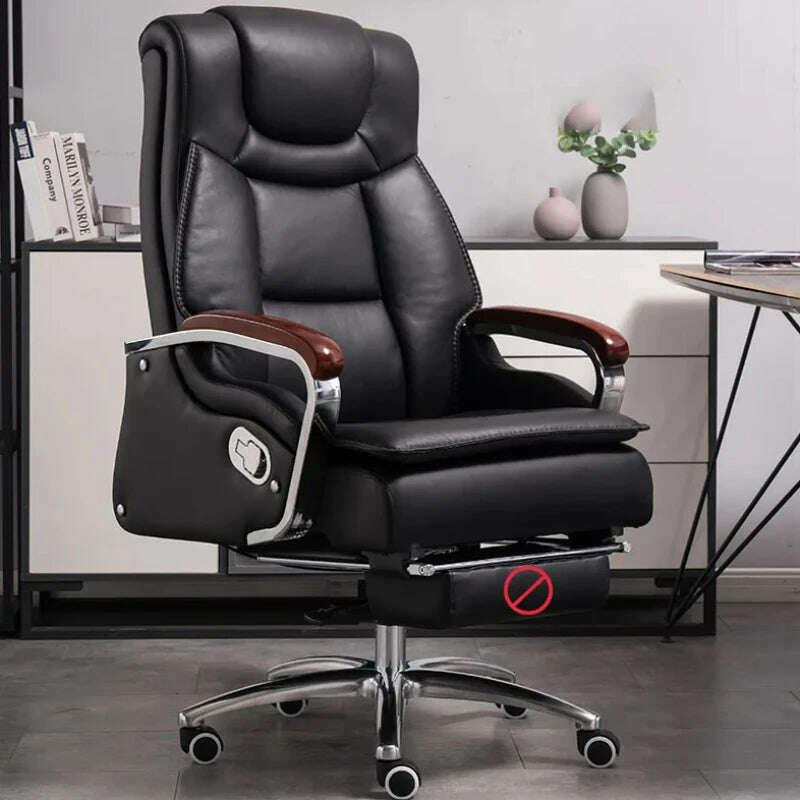 KIMLUD, Lazy Luxairy Rotating Office Chair Leather Executive Lounge Ergonomic Office Chair Nordic Design High Back Cadeiras Furniture, KIMLUD Womens Clothes