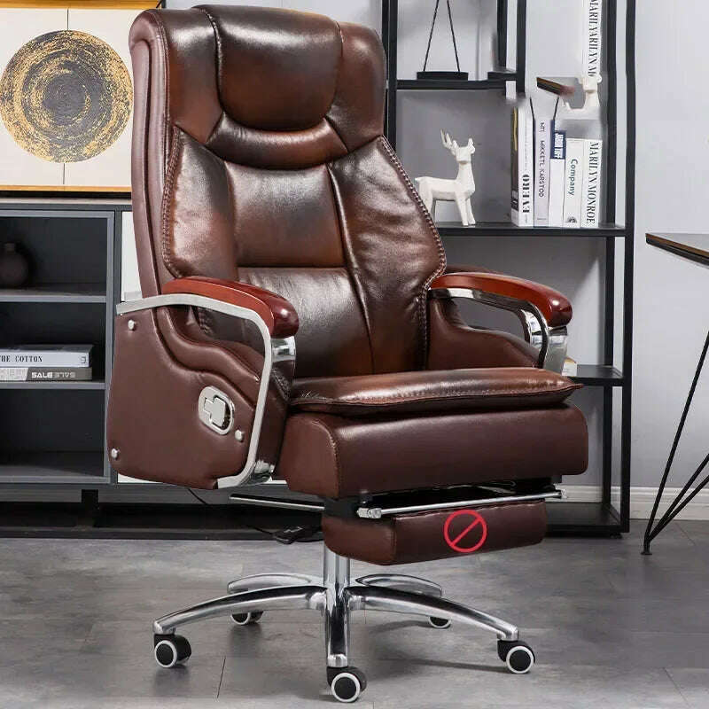 KIMLUD, Lazy Luxairy Rotating Office Chair Leather Executive Lounge Ergonomic Office Chair Nordic Design High Back Cadeiras Furniture, KIMLUD Womens Clothes