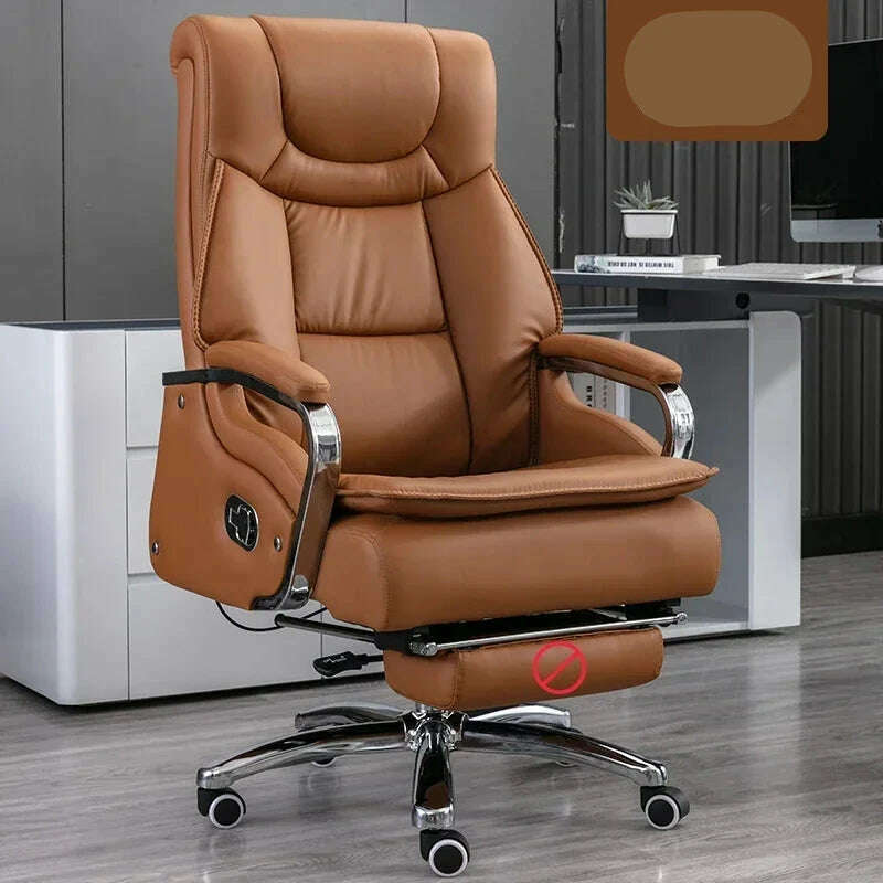 KIMLUD, Lazy Luxairy Rotating Office Chair Leather Executive Lounge Ergonomic Office Chair Nordic Design High Back Cadeiras Furniture, No footrest Amber, KIMLUD APPAREL - Womens Clothes