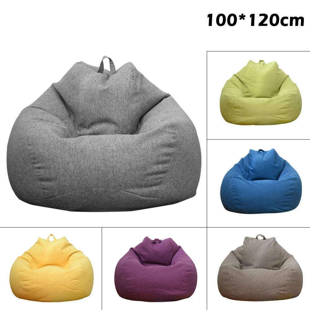 Lazy Sofas Cover Chairs Without Filler Adults Bean Bag Chair Couch Living Room Bedroom Home Tatami Lounger Seat - KIMLUD