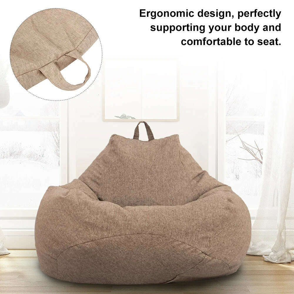 Lazy Sofas Cover Chairs Without Filler Adults Bean Bag Chair Couch Living Room Bedroom Home Tatami Lounger Seat - KIMLUD