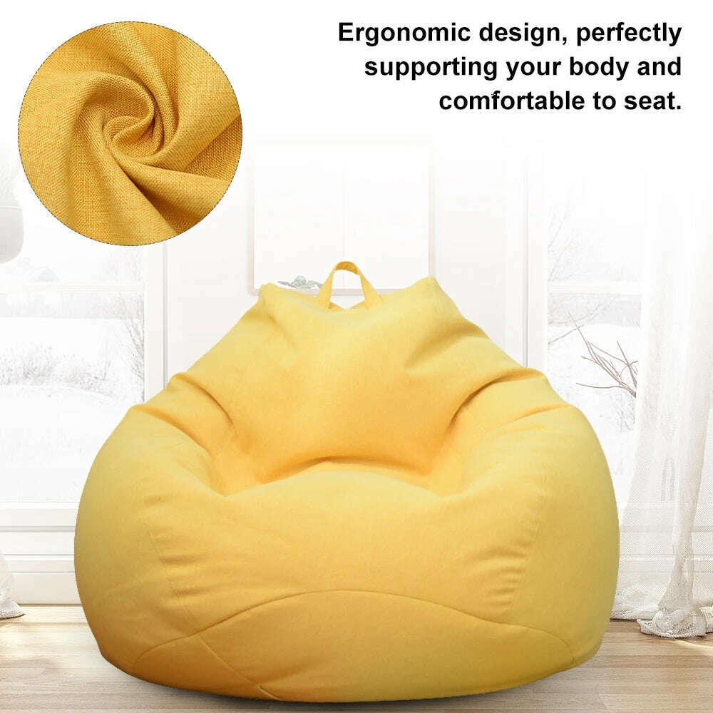 Lazy Sofas Cover Chairs Without Filler Adults Bean Bag Chair Couch Living Room Bedroom Home Tatami Lounger Seat - KIMLUD