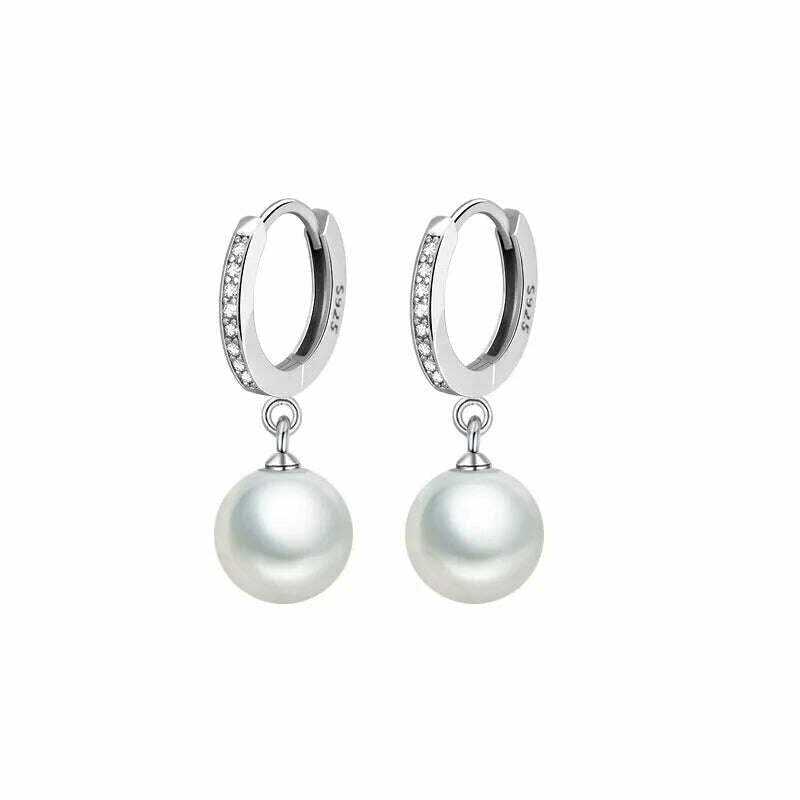 KIMLUD, LByzHan 2020 Pearl Earrings Genuine Natural Freshwater Pearl 925 Sterling Silver Earrings Pearl Jewelry For Wemon Wedding Gift, KIMLUD Womens Clothes