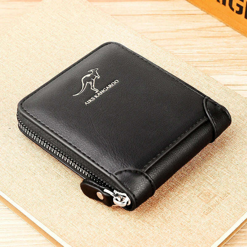 KIMLUD, Leather Men’s Wallet Luxury Mens	Purse Male Zipper Card Holders with Coin Pocket Rfid Wallets Gifts for Men Money Bag, black, KIMLUD APPAREL - Womens Clothes