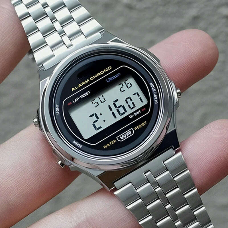 LED Steel Belt Rose Gold Silver Watches Men Women Electronic Digital Display Retro Style Clock Relogio Masculin Reloj Homb - KIMLUD