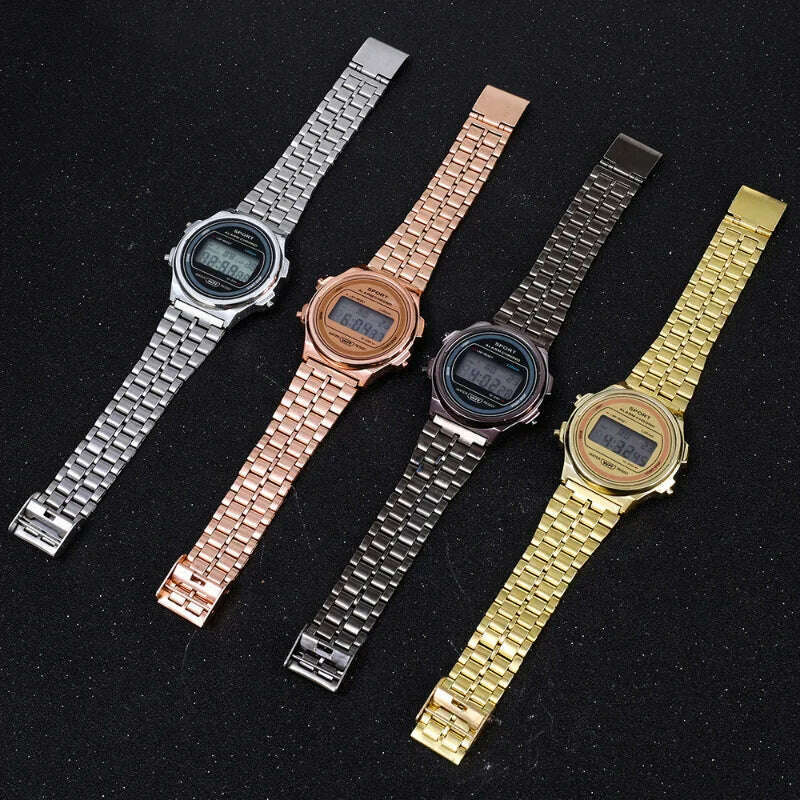 LED Steel Belt Rose Gold Silver Watches Men Women Electronic Digital Display Retro Style Clock Relogio Masculin Reloj Homb - KIMLUD