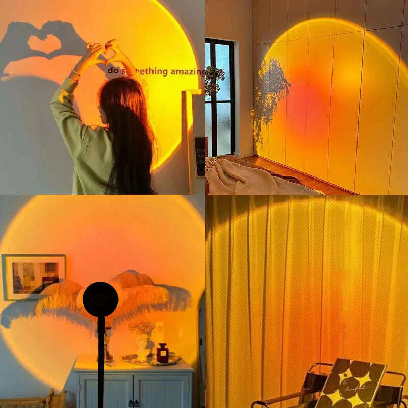 LED Sunset Lamp Nightlights USB Projector Birthday Party Decoration Mood Lights For Bedroom Living Room Wall Photography - KIMLUD