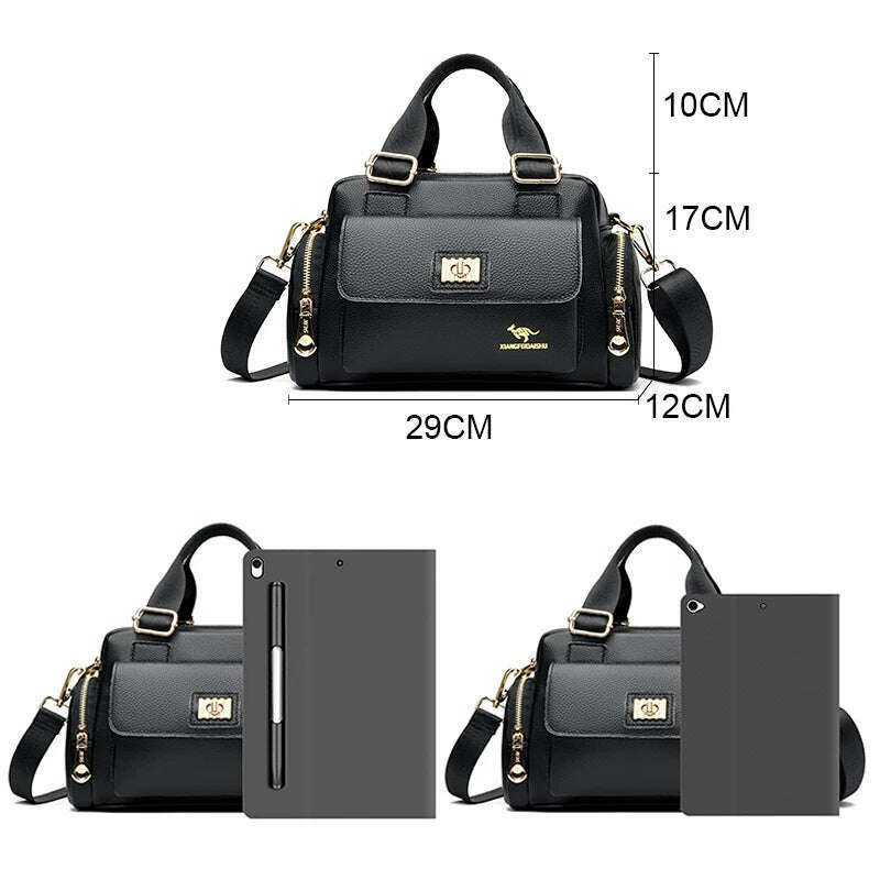 Leisure Brand Handbag High Quality Women's Shoulder Bags Fashion Designer Large Capacity Soft Leather Locomotive Bag Sac A Main - KIMLUD