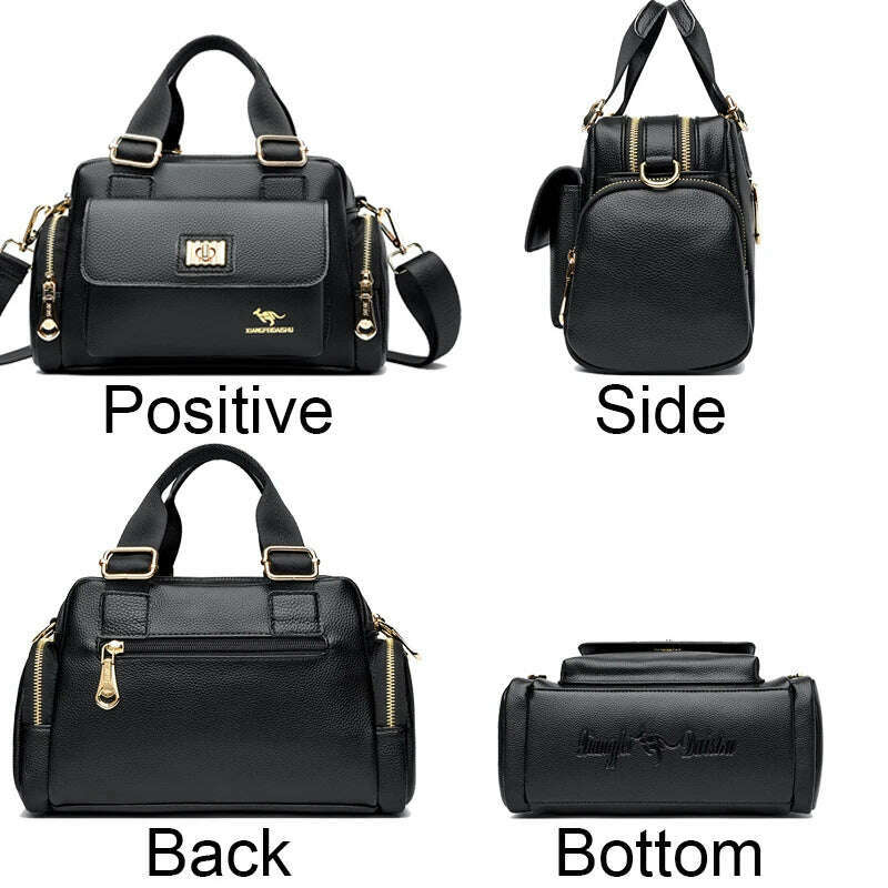 Leisure Brand Handbag High Quality Women's Shoulder Bags Fashion Designer Large Capacity Soft Leather Locomotive Bag Sac A Main - KIMLUD