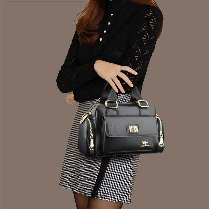 Leisure Brand Handbag High Quality Women's Shoulder Bags Fashion Designer Large Capacity Soft Leather Locomotive Bag Sac A Main - KIMLUD