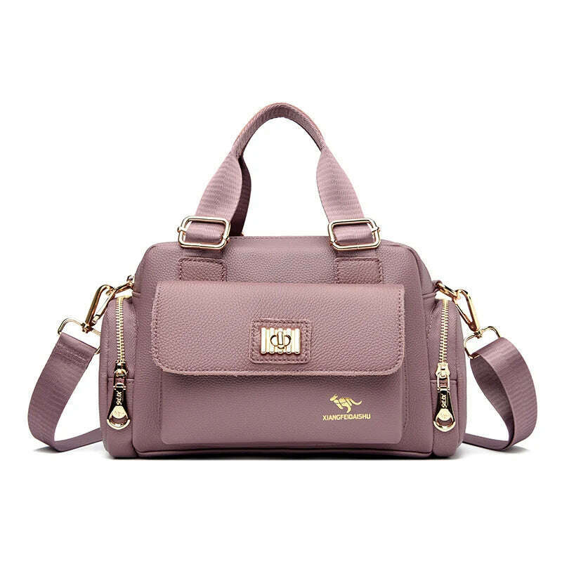 KIMLUD, Leisure Brand Handbag High Quality Women's Shoulder Bags Fashion Designer Large Capacity Soft Leather Locomotive Bag Sac A Main, Purple, KIMLUD APPAREL - Womens Clothes