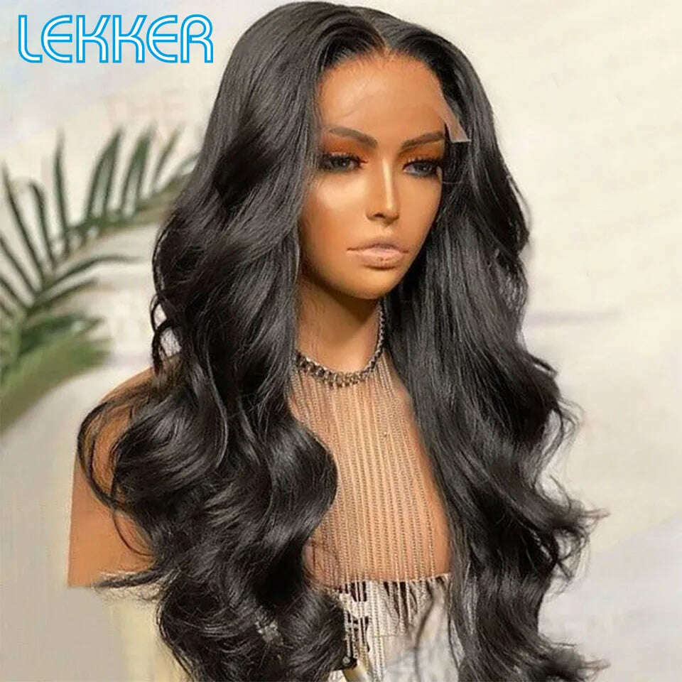 KIMLUD, Lekker Body Wave 13x4 Lace Frontal Human Hair Wigs For Women Pre Plucked Glueless Brazilian Remy Hair Wear to Go Long Wavy Wigs, KIMLUD Womens Clothes