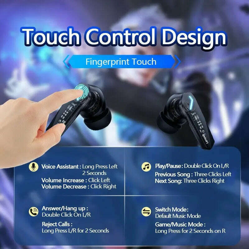 KIMLUD, Lenovo GM2 Pro Bluetooth 5.3 Earphones Sports Headset Wireless In-Ear Gaming Low Latency Dual Mode Music Headphones New, KIMLUD Womens Clothes