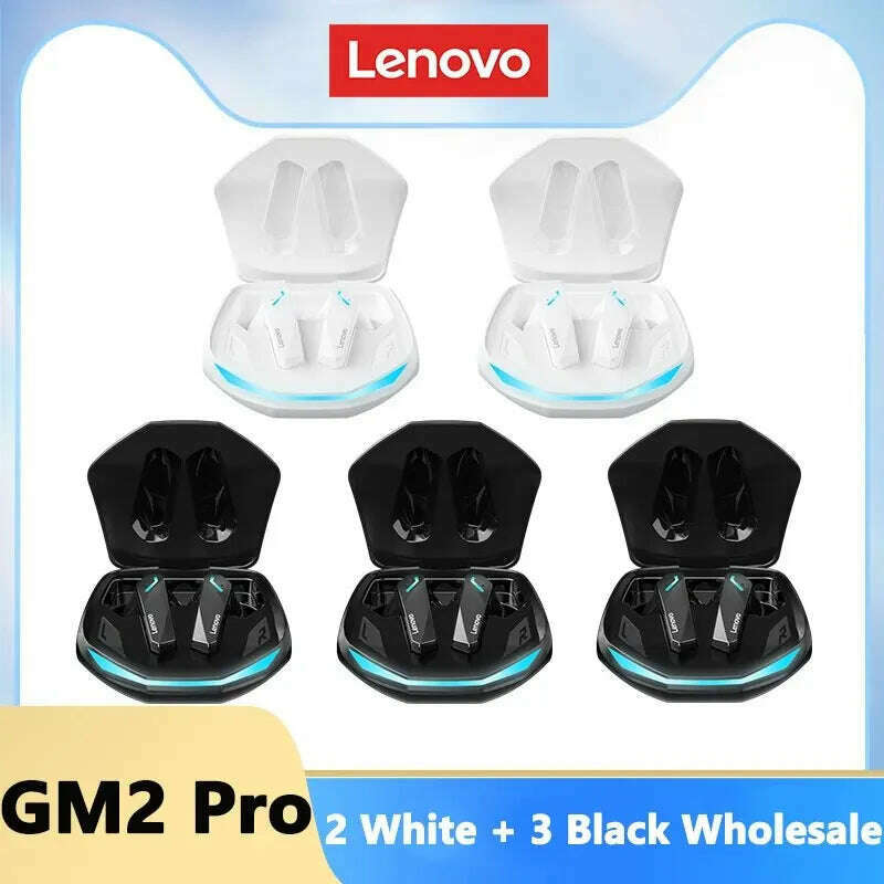 KIMLUD, Lenovo GM2 Pro Bluetooth 5.3 Earphones Sports Headset Wireless In-Ear Gaming Low Latency Dual Mode Music Headphones New, GM2Pro Black3 White2, KIMLUD APPAREL - Womens Clothes