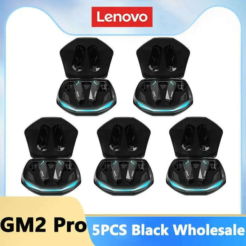 KIMLUD, Lenovo GM2 Pro Bluetooth 5.3 Earphones Sports Headset Wireless In-Ear Gaming Low Latency Dual Mode Music Headphones New, GM2 Pro Black 5, KIMLUD APPAREL - Womens Clothes