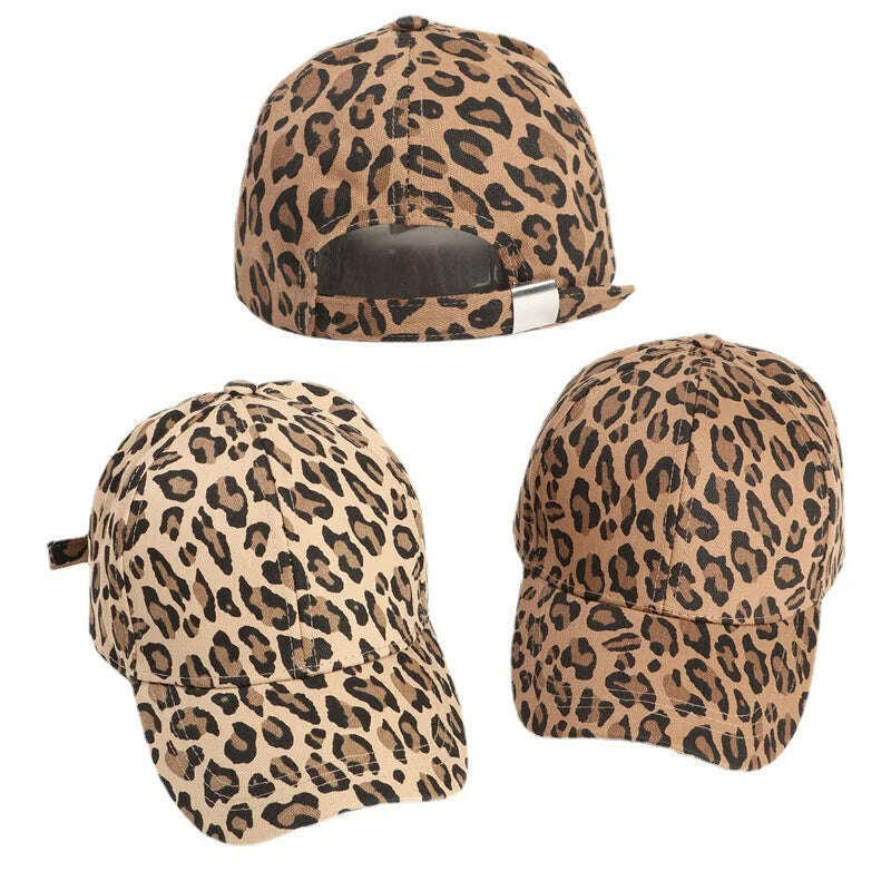 Leopard Print Cotton Baseball Caps Men Women Snapback Hip Hop Hat Spring Summer Sun Gorras Unisex Adjustable Peaked Cap - KIMLUD