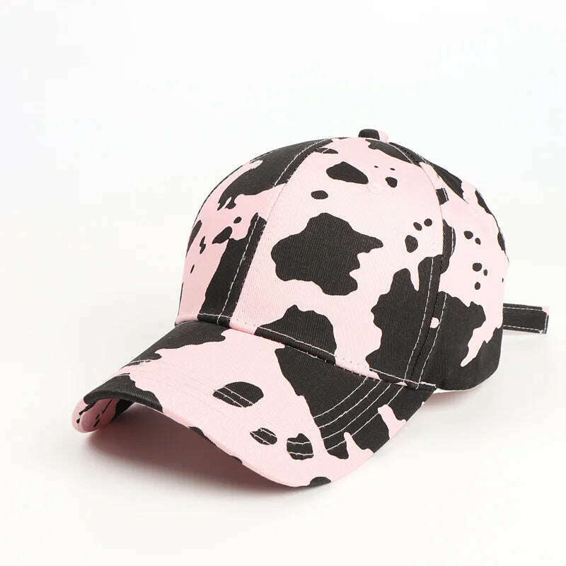 KIMLUD, Leopard Print Cotton Baseball Caps Men Women Snapback Hip Hop Hat Spring Summer Sun Gorras Unisex Adjustable Peaked Cap, Cow-pink / Adjustable, KIMLUD APPAREL - Womens Clothes