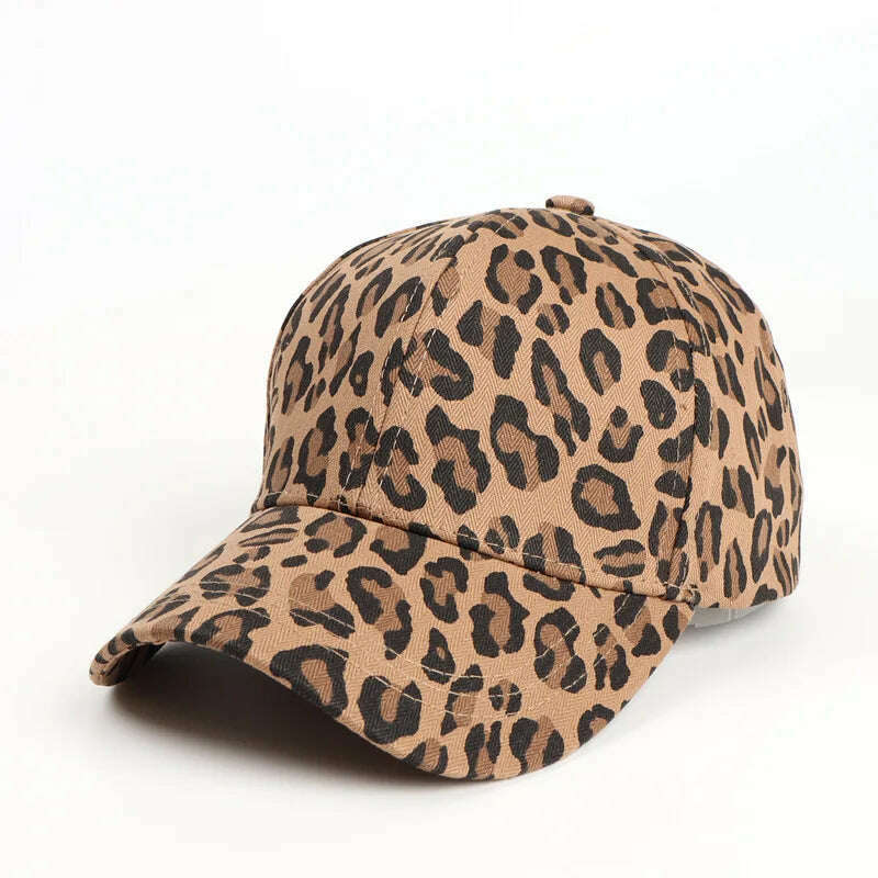 KIMLUD, Leopard Print Cotton Baseball Caps Men Women Snapback Hip Hop Hat Spring Summer Sun Gorras Unisex Adjustable Peaked Cap, Leopard khaki / Adjustable, KIMLUD APPAREL - Womens Clothes