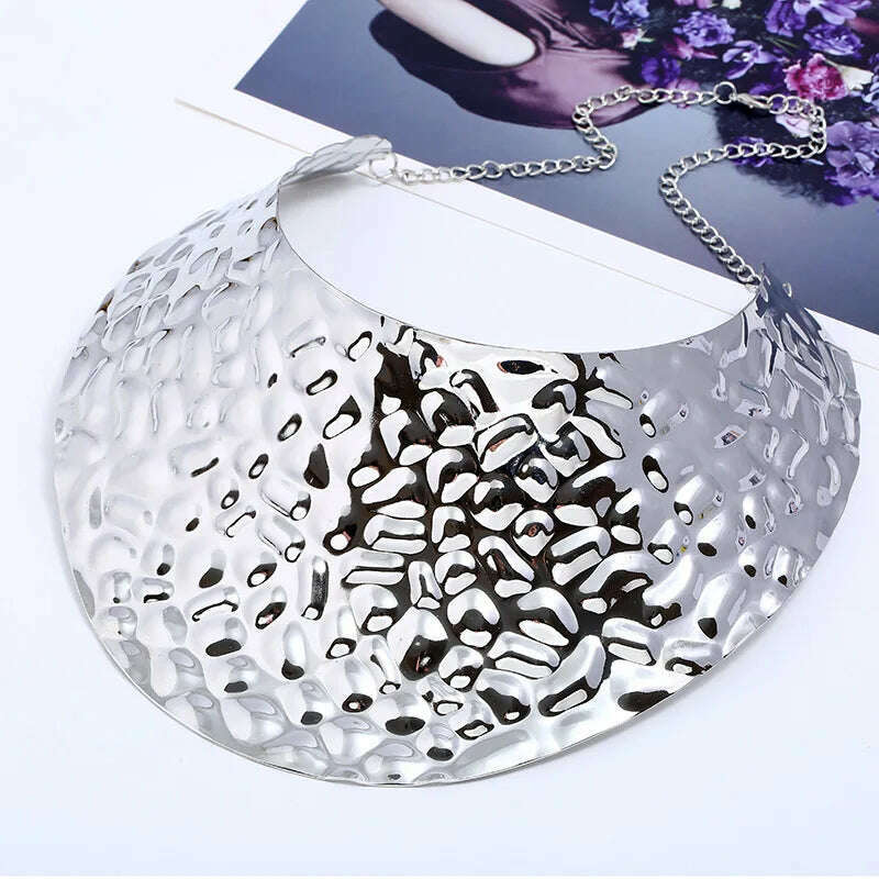 Liffly African Big Collar Choker Necklaces for Women Round Earrings Statement Mature Bracelet Wedding Home Party Travel Jewelry - KIMLUD