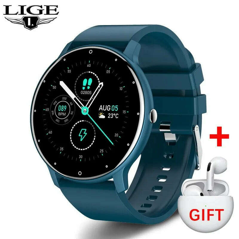 LIGE 2024 New Men Smart Watch Real-time Activity Tracker Heart Rate Monitor Sports Women Smart Watch Men Clock For Android IOS - KIMLUD