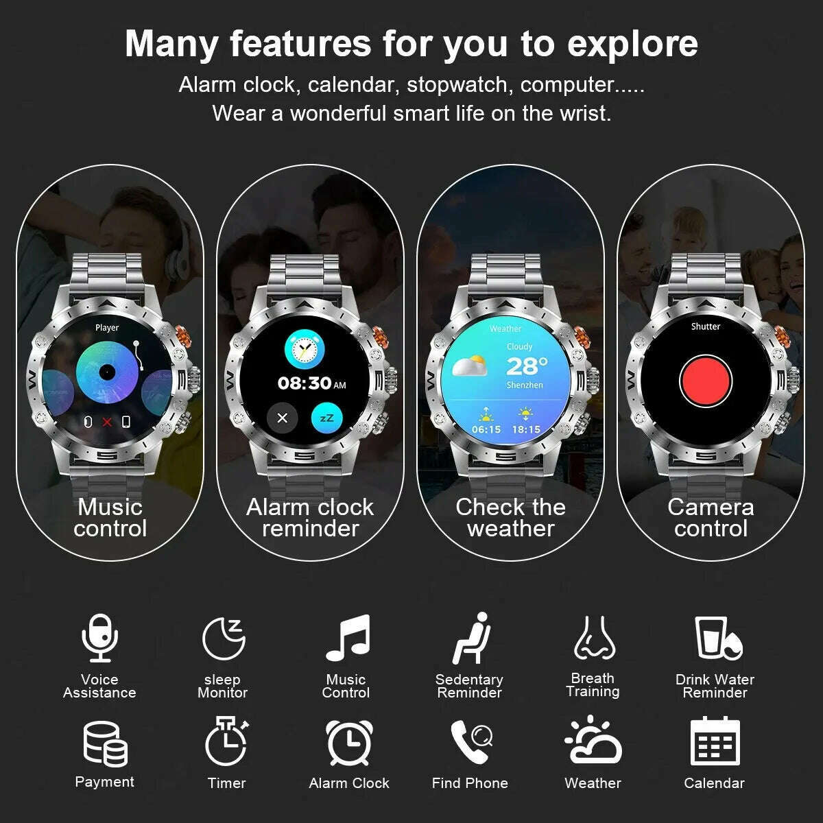 KIMLUD, LIGE Bluetooth Call Smartwatch For Men Outdoor Sports Waterproof Watches Custom Dials Real Heart Rate Monitoring Smart Watch Man, KIMLUD Womens Clothes