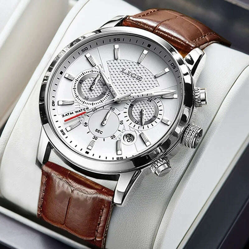 LIGE Fashion Watch for Men Top Brand Luxury Business Men Watches Sport Quartz Chronograph Waterproof Wristwatch Man Reloj Hombre - KIMLUD