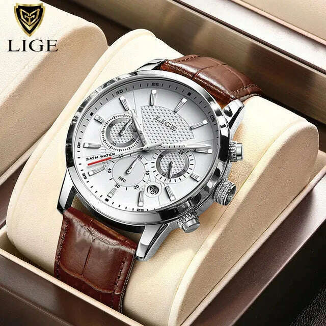 LIGE Fashion Watch for Men Top Brand Luxury Business Men Watches Sport Quartz Chronograph Waterproof Wristwatch Man Reloj Hombre - KIMLUD