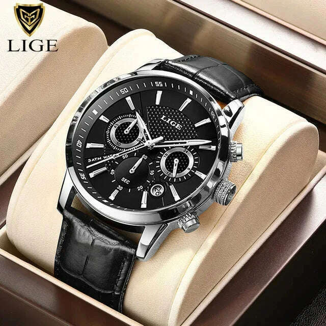 LIGE Fashion Watch for Men Top Brand Luxury Business Men Watches Sport Quartz Chronograph Waterproof Wristwatch Man Reloj Hombre - KIMLUD