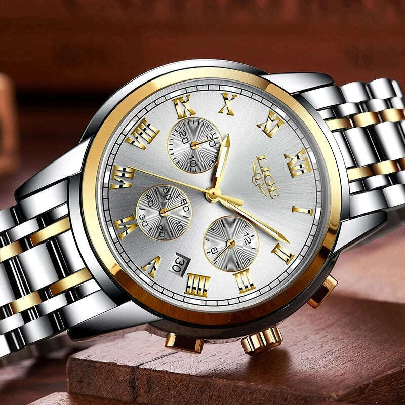 LIGE Men Watches Top Luxury Brand Full Steel Waterproof Sport Quartz Watch Men Fashion Date Clock Chronograph Relogio Masculino - KIMLUD